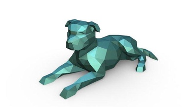 staffy staffordshire bull terrier 3d print model in animals 3dexport 3dprinted 3dprinting art gift lowpoly 3dprint animal decor interior miniatures sculpture statue toy dog mammal 3d print model - Mito3D