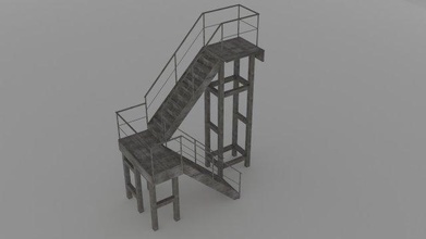 treppe 3d modell halle 3dexport wootread mauer stringer eisen schritt geländer schritte baluster schiene architektonisch holz leiter gebäude komponente architektur 3d print model - Mito3D