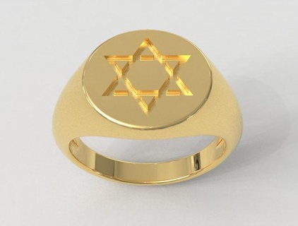 étoile David sceau bague anneaux or gold ring bijoux jewelry rings paulorani branché mode moderne argent star of david juif jewel signet 3d print model - Mito3D
