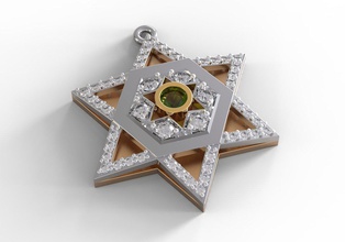estrela of david 3d impressão modelo in pingentes 3dexport símbolo escudo estômago bíblico hebraico ídiche foca salomão 3d print model - Mito3D