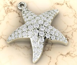 star fish pendant 3d print model in necklaces 3dexport jewelry silver gold fashion woman desighn gem diamond 3d print model - Mito3D