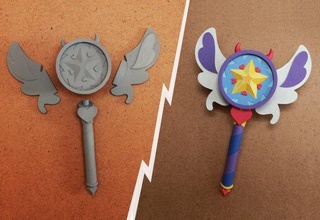 estrela vs forças of estação 3 magia varinha 3d impressão modelo in 3dexport borboleta brinquedo criança cosplay 3d print model - Mito3D