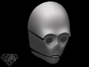 stella guerre c3 po casco 3d stampa modello in gioco accessori 3dexport maschera airsoft cosplay halloween guerriero robot cyborg jedi soldato 3d print model - Mito3D