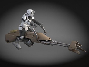 star wars scout trooper bike 3d model in fantasy 3dexport imperial stormtrooper starwars pursuit scifi sci-fi vechicle motorcycle future military army soldier clone 3d print model - Mito3D