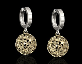 stelle palla orecchini 3d stampabile stl i gioielli orecchino gli oro argento disco di platino moda donne elegante ragazze natale la sterlina hoop-leva 3d print model - Mito3D