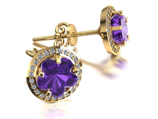 stars earrings gold jewellery amethyst star spin precious fashion-and-beauty 3dprint gems shining brilliant gift 3D print model - Mito3D