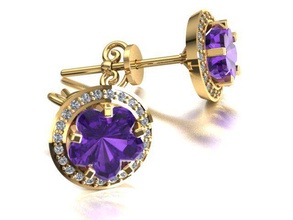 stars earrings gold jewellery amethyst star spin precious fashion-and-beauty 3dprint gems shining brilliant gift 3d print model - Mito3D