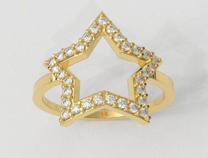 Anfang Diamant Ring Ringe Ring Ringe Gold gold ring Schmuck jewelry rings paulorani modisch Mode modern Silber Star Diamant star diamond star ring diamond ring star jewelry Himmel gold star druckbar 3d print model - Mito3D