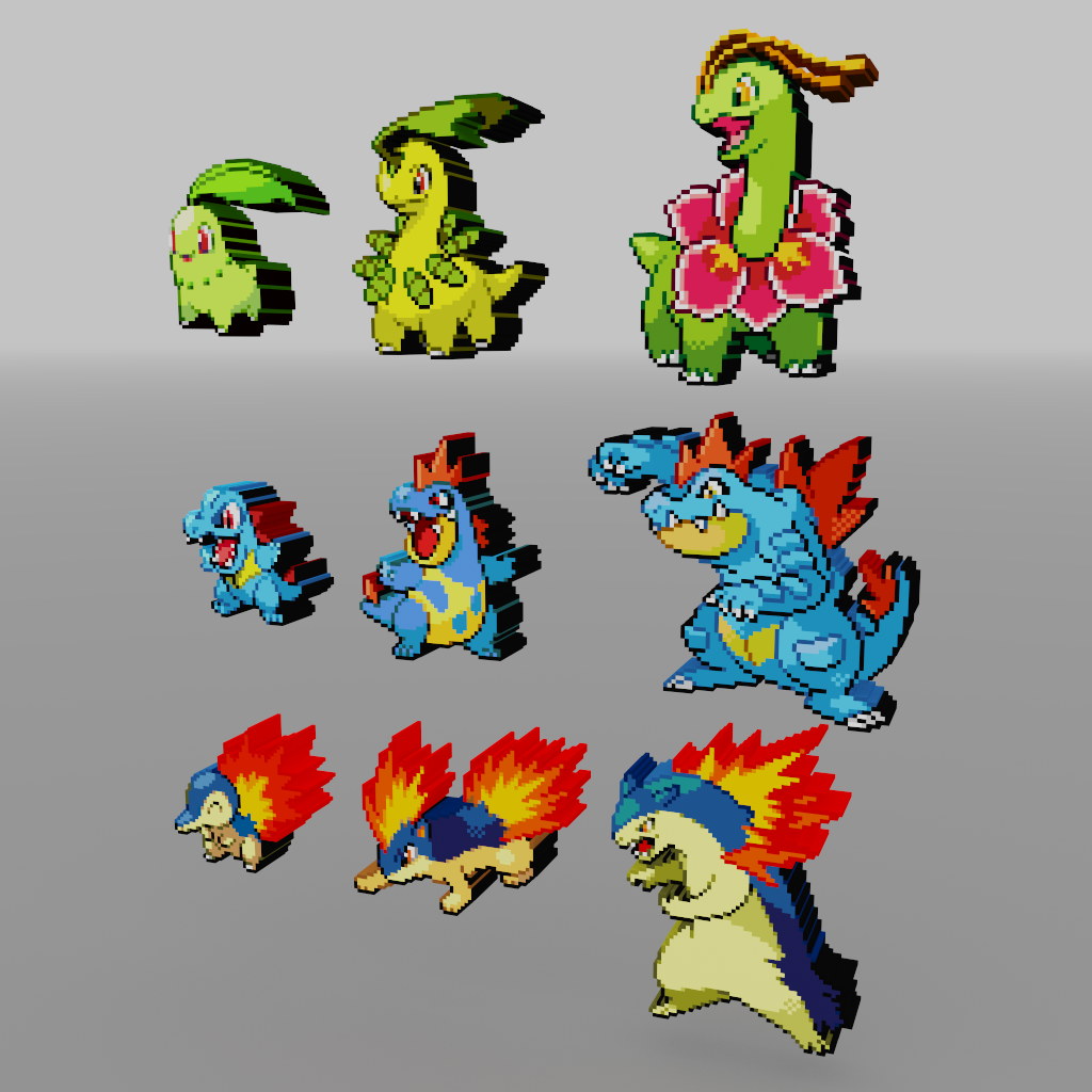 Anlasser Pokémon 2 gen Voxel Sprite 3D print model - Mito3D