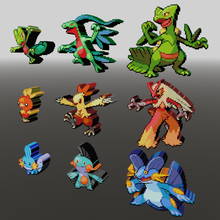 iniciante pokémon 3 gen voxel sprite 3d impressão modelo in monstros criaturas 3dexport 3d print model - Mito3D