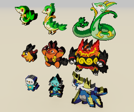 starter pokemon 5 gen voxel sprite 3d print model in monsters & creatures 3dexport 3d print model - Mito3D