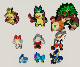 starter pokemon 8 gen voxel sprite 3d print model in monsters & creatures 3dexport galar 3d print model - Mito3D