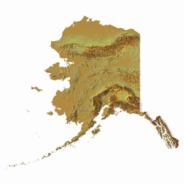 Alaska stl terreno estados Estados Unidos mapa ártico Arte 3D print model - Mito3D