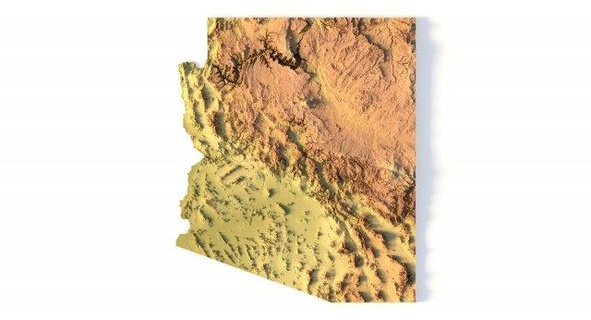 Arizona stl terreno Uniti d'America carta geografica paesaggio nazione sollievo geografia continente montagna terra 3d print model - Mito3D
