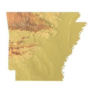 Etat Arkansas stl terrain Etats Unis carte paysage pays soulagement géographie continent Montagne Terre 3d print model - Mito3D
