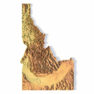 Etat Idaho stl terrain Idaho Etats Unis Etat pays Amérique art carte 3d print model - Mito3D