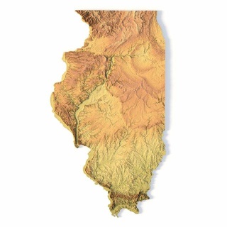 Illinois stl terreno Uniti d'America nazione America arte carta geografica 3d print model - Mito3D