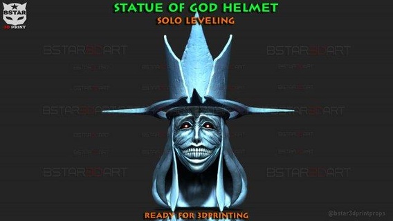 statue god helmet- solo leveling cosplay toys mask helmet toy head costumes devil halloween anime chainsaw man ghost face dbd demon art 3d print model - Mito3D