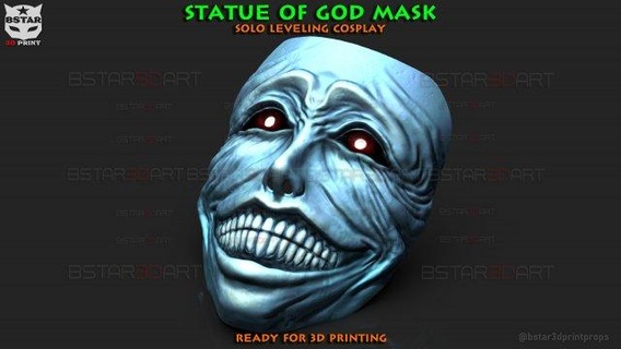 statue god mask- solo leveling cosplay toys mask helmet toy head costumes devil halloween anime chainsaw man ghost face dbd demon games 3d print model - Mito3D