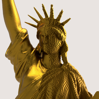 statue liberty half voxel style architecture 3d print model - Mito3D