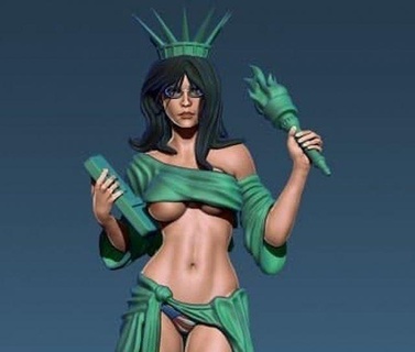 statue liberty pin nsfw stl monsters & creatures 3d print model - Mito3D