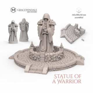 statue of a warrior 3d print model in figurines 3dexport tabletop dnd 28mm 32mm miniature prop props diorama square terrain fountain cos wargame town scenery vallaki curseofstrahd dd 3d print model - Mito3D