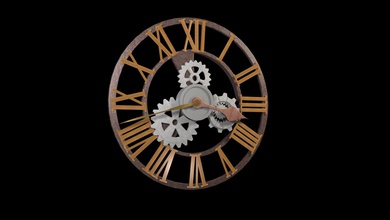 steampunk horloge murale de l'horloge sur des roulettes modèle imprimable décor 3d print model - Mito3D