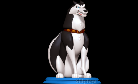 Steele blanco animales perro masculino salvaje animal mamífero mascota sentado enojado 3d print model - Mito3D