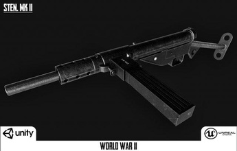 sten mk ii 3d model in submachine guns 3dexport mkii war automatic bullet combat projectile ammo infantry mk2 ue4 unity game ready military 3d print model - Mito3D