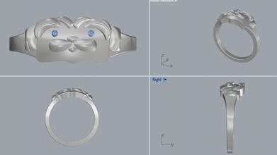 libra esterlina plata perro anillo joyería joya joyeria 3dmring casting cuadrilátero forma diseñador joyas anillos Plainsilverring imprimible dogring animales amante 3d print model - Mito3D