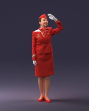 Stewardess 0614 3d drucken bereit Scan Modell Polygon 3dprint männlich realistisch gestellt Charakter Miniaturen Frau Kind Stil Erfolg Outfit Mode 3d print model - Mito3D