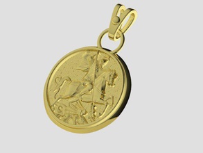 stgeorge victorioso st-george religios el colgante la joyería 3dmodel imprimible de oro plata 3d print model - Mito3D