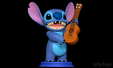 puntada guitarra lilo 3d impresión modelo in animales 3dexport acústico mascota azul antro masculino 3d print model - Mito3D