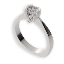 stl 3dm jóias anel 005 diamante nupcial de casamento o dia dos namorados branco cad 3d print model - Mito3D