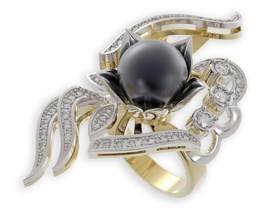 stl 3dm jewelry ring 006 diamond wedding valentines cad pearl gold 3d print model - Mito3D