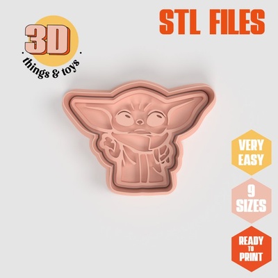 stl baby yoda shape cutter set - 9 sizes perfect biscuits jewelry making crafts unique 3d print model in kitchen dining 3dexport cookiecutter biscuit cake molding tool bakery-products polymeric-clay-cutters clay-spatulated gift kitchen-furniture utensils shaped fun 3dprinterfile babyyoda starwars 3d print model - Mito3D