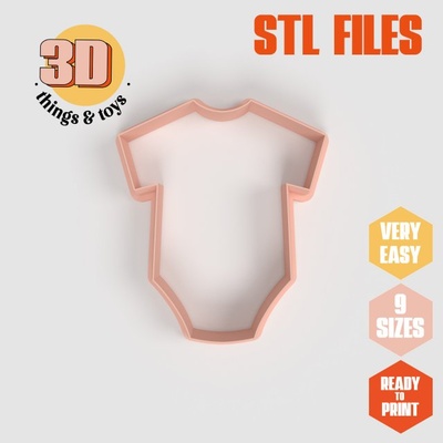 stl babygrow shaped cutter set - 9 sizes perfect biscuits jewelry making crafts unique 3d print model in kitchen dining 3dexport cookiecutter biscuit cake molding tool bakery-products polymeric-clay-cutters clay-spatulated gift kitchen-furniture utensils fun 3dprinterfile baby baby-furniture babyboss 3d print model - Mito3D