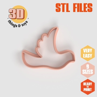 stl bird pigeon shaped cutter set - 9 sizes perfect biscuits jewelry making crafts unique 3d print model in kitchen dining 3dexport cookiecutter biscuit cake molding tool bakery-products polymeric-clay-cutters clay-spatulated gift kitchen-furniture utensils fun 3dprinterfile flyers fly animal 3d print model - Mito3D
