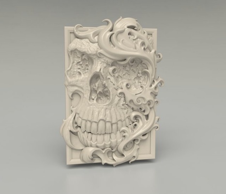 stl cnc router file 3dprintable gothic skull panel 3d print model in decor 3dexport printable interior rock anatomical sculpture cnccarvemodel cncrelief 3dprintmodel 3d print model - Mito3D