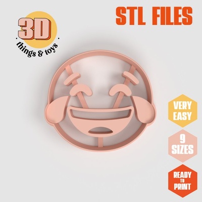 stl emoji laugh shaped cutter set - 9 sizes perfect biscuits jewelry making crafts unique 3d print model in kitchen dining 3dexport cookiecutter biscuit cake molding tool bakery-products polymeric-clay-cutters clay-spatulated gift kitchen-furniture utensils fun 3dprinterfile chat heart love lover 3d print model - Mito3D