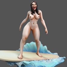 stl format - sexy carol surfer - carolina sexygirl sexy-women naked surfer naked-girl toys statue 3dprint 3dmodel breast body summer beach waves