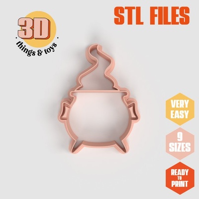 stl halloween cauldron shape cutter set - 9 sizes perfect biscuits jewelry making crafts unique 3d print model in kitchen dining 3dexport cookiecutter biscuit cake molding tool bakery-products polymeric-clay-cutters clay-spatulated gift kitchen-furniture utensils shaped fun 3dprinterfile halloween-collection witch poison 3d print model - Mito3D