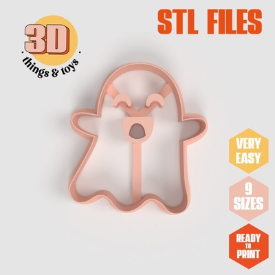 stl halloween ghost shape cutter set - 9 sizes perfect biscuits jewelry making crafts unique 3d print model in kitchen dining 3dexport cookiecutter biscuit cake molding tool bakery-products polymeric-clay-cutters clay-spatulated gift kitchen-furniture utensils shaped fun 3dprinterfile ghostbusters halloween-collection 3d print model - Mito3D