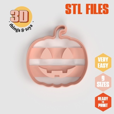stl halloween pumpkim shape cutter set - 9 sizes perfect biscuits jewelry making crafts unique 3d print model in kitchen dining 3dexport cookiecutter biscuit cake molding tool bakery-products polymeric-clay-cutters clay-spatulated gift kitchen-furniture utensils shaped fun 3dprinterfile halloween-collection pumpkin-monster pumpkin-halloween pumpkinhead 3d print model - Mito3D