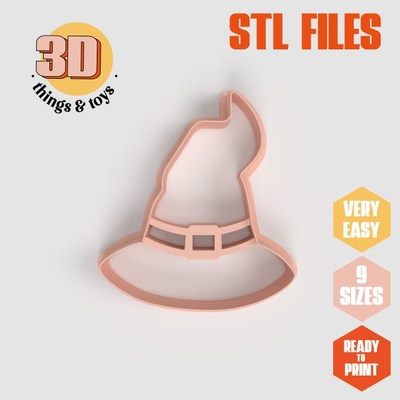 stl halloween witch hat shape cutter set - 9 sizes perfect biscuits jewelry making crafts unique 3d print model in kitchen dining 3dexport cookiecutter biscuit cake molding tool bakery-products polymeric-clay-cutters clay-spatulated gift kitchen-furniture utensils shaped fun 3dprinterfile halloween-collection 3d print model - Mito3D