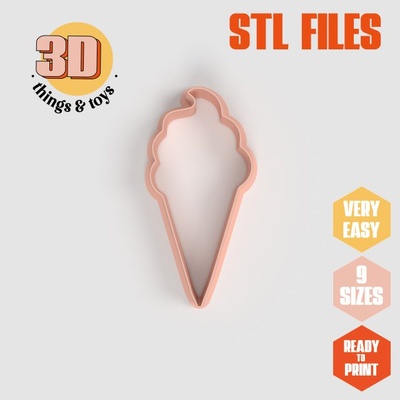 stl ice cream cone shaped cutter set - 9 sizes perfect biscuits jewelry making crafts unique 3d print model in kitchen dining 3dexport cookiecutter biscuit cake molding tool bakery-products polymeric-clay-cutters clay-spatulated gift kitchen-furniture utensils fun 3dprinterfile summer beach icecream 3d print model - Mito3D