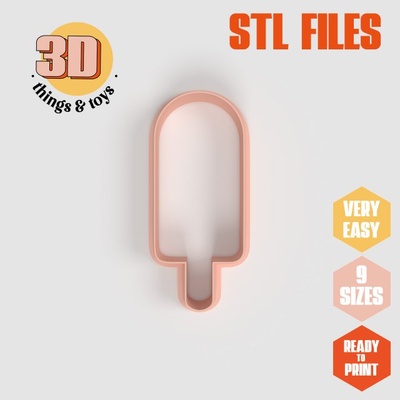 stl ice cream shaped cutter set - 9 sizes perfect biscuits jewelry making crafts unique 3d print model in kitchen dining 3dexport cookiecutter biscuit cake molding tool bakery-products polymeric-clay-cutters clay-spatulated gift kitchen-furniture utensils fun 3dprinterfile summer beach icecream 3d print model - Mito3D