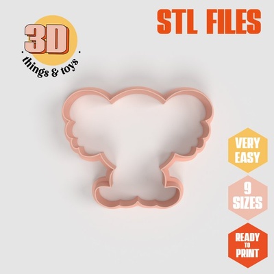 stl koala shaped cutter set - 9 sizes perfect biscuits jewelry making crafts unique 3d print model in kitchen dining 3dexport cookiecutter biscuit cake molding tool bakery-products polymeric-clay-cutters clay-spatulated gift kitchen-furniture utensils fun 3dprinterfile animal austalian 3d print model - Mito3D