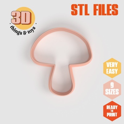 stl mushroom shaped cutter set - 9 sizes perfect biscuits jewelry making crafts unique 3d print model in kitchen dining 3dexport cookiecutter biscuit cake molding tool bakery-products polymeric-clay-cutters clay-spatulated gift kitchen-furniture utensils fun 3dprinterfile fungus florest 3d print model - Mito3D