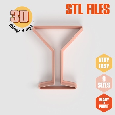 stl party cocktail shaped cutter set - 9 sizes perfect biscuits jewelry making crafts unique 3d print model in kitchen dining 3dexport cookiecutter biscuit cake molding tool bakery-products polymeric-clay-cutters clay-spatulated gift kitchen-furniture utensils fun 3dprinterfile drink bar barman bottle 3d print model - Mito3D